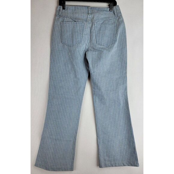 Free People Womens Size 26 Blue White Striped Wide Leg Button Fly Jeans - Picture 5 of 11